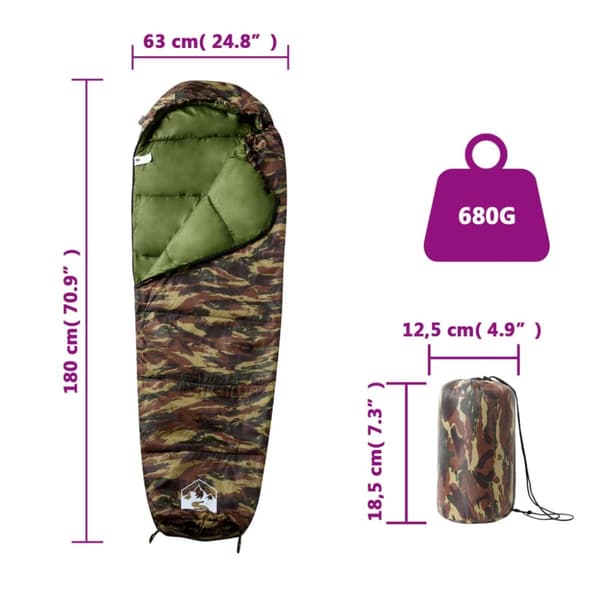 vidaXL Sovepose for voksne camping 3 sesonger