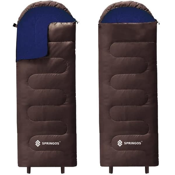 Rektangulär sovsäck - SPRINGOS - Brun - 80 x 220 cm - Effektiv värmeisolering - 1500 g