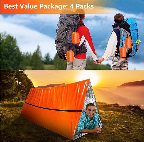 4 kpl Ulkoilu Hätätilanne Vedenpitävä Lämpösovepussi Selviytymis Bivvy-säkki