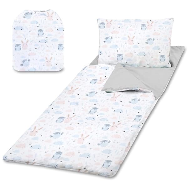 Børnesovepose med pude og lynlås til baby 3-7 år - 135 x 70 cm børnesovepose indendørs til daginstitution børnehave tæppelås Eulen