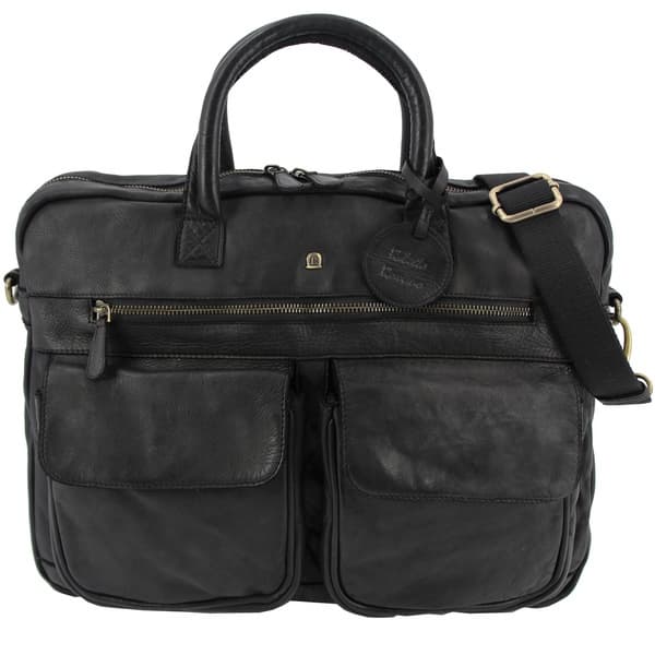 Juscha JU-48200 Laptopmappe Roberto Romano FIRENZE Sort, ægte læder 29x40x10cm