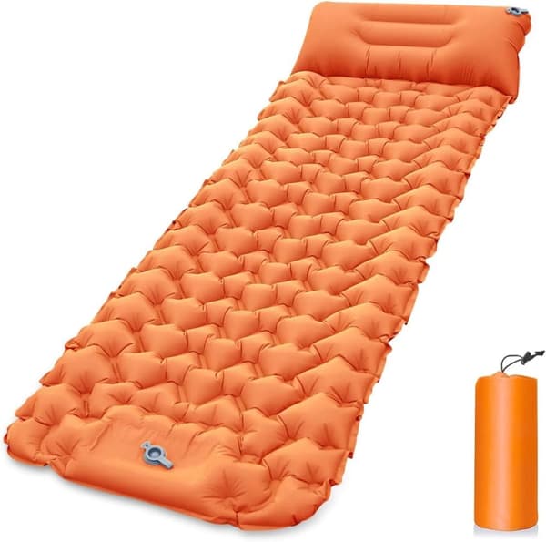 OBOSOE oppustelig luftmadras 40D TPU, ultralet vandtæt campingseng, hurtig oppustning Orange