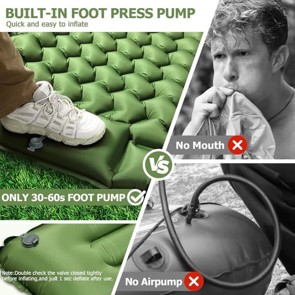 Lollanda Air madras med fodpumpe 200×70×10 cm – oppusteligt liggeunderlag til camping, bil og rejse