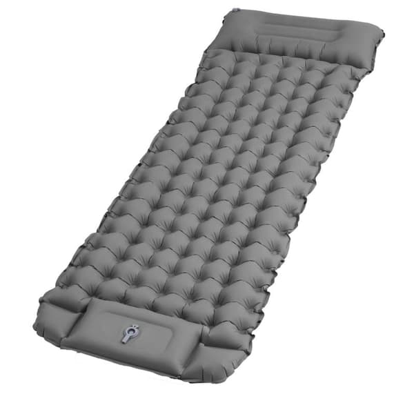 Lollanda Air madras med fodpumpe 200×70×10 cm – oppusteligt liggeunderlag til camping, bil og rejse