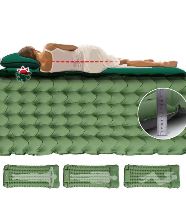 Lollanda Luftmadrass med fotpump 200×70×10 cm – uppblåsbar liggunderlag för camping, bil och resa