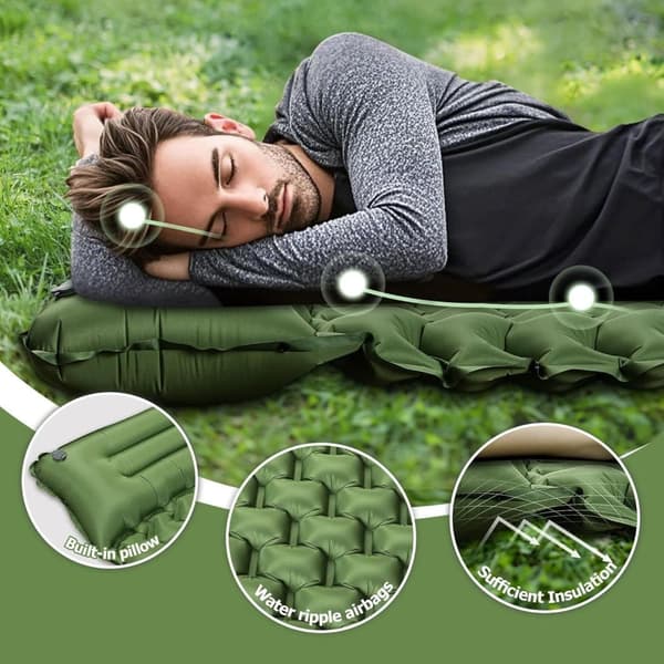 Lollanda Luftmadrass med fotpump 200×70×10 cm – uppblåsbar liggunderlag för camping, bil och resa