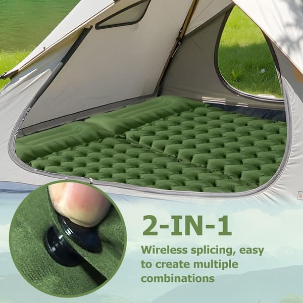 Lollanda Luftmadrass med fotpump 200×70×10 cm – uppblåsbar liggunderlag för camping, bil och resa