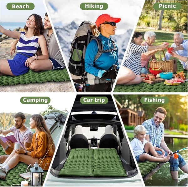 Lollanda Luftmadrass med fotpump 200×70×10 cm – uppblåsbar liggunderlag för camping, bil och resa