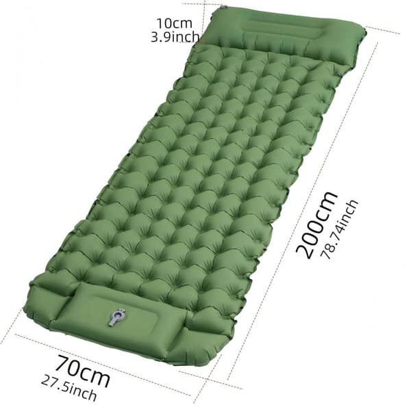 Lollanda Luftmadrass med fotpump 200×70×10 cm – uppblåsbar liggunderlag för camping, bil och resa