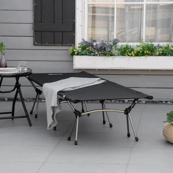 Rootz Campingseng - Campingseng Sammenklappelig - Feltseng - Foldeseng - Med bæretaske - Højdejusterbar - Op til 150 Kg - Oxford/Aluminium - Sort - 19