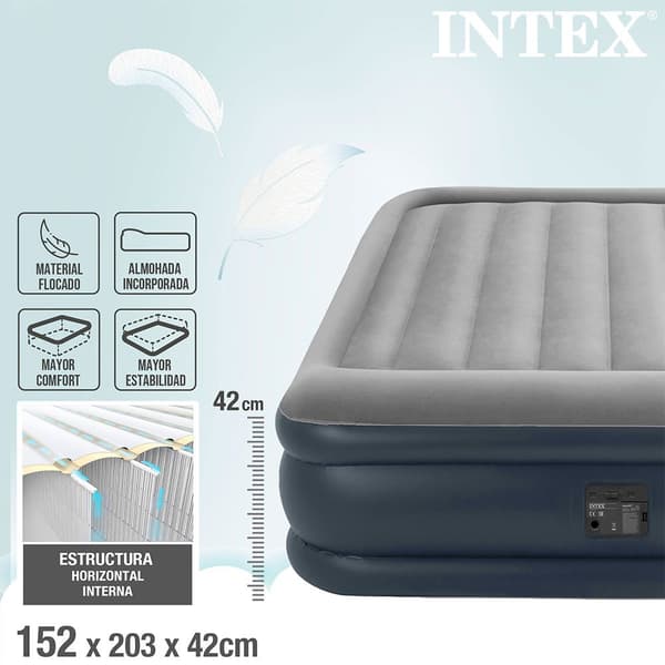 Intex Madras Dura-beam Standard Deluxe Pillow N2 Grå 152 x 203 x 42 cm