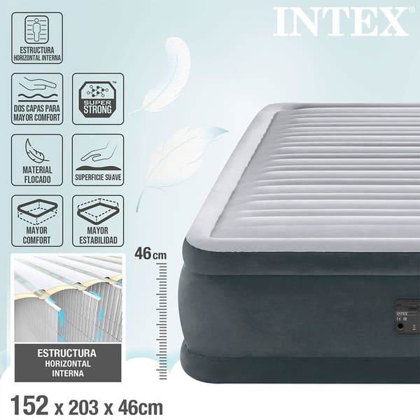 Intex Madrass Fibertech Comfort Plush Grå