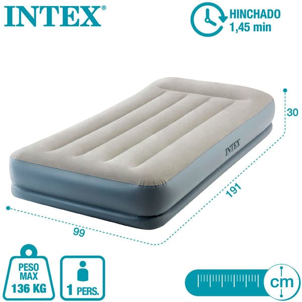 Intex Patja Midrise Dura-beam Standard Pillow Rest Harmaa 99 x 191 x 30 cm
