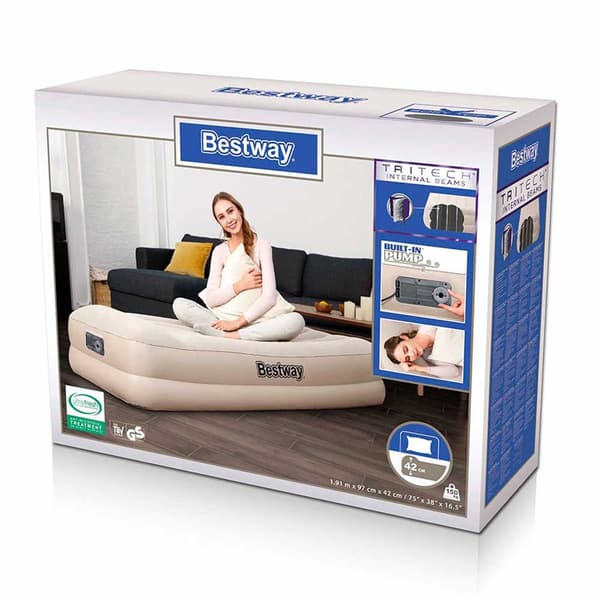Bestway Indbygget Pumpe Enkelt Luftseng Tritech Twin Beige 191x97x42cm