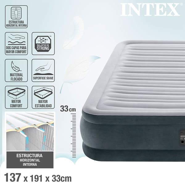 Intex Madras Full Comfort Plush Mid Rise Grå 137 x 191 x 33 cm
