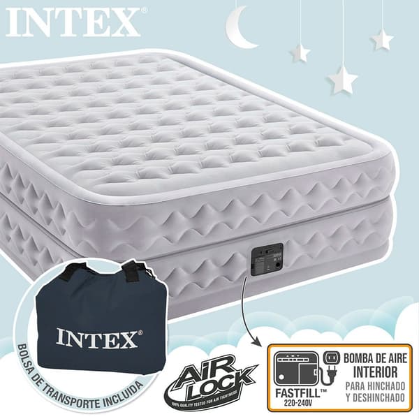 Intex Dubbel Med Fiber-tech Madrass Supreme Air-flow Grå 152 x 203 x 51 cm