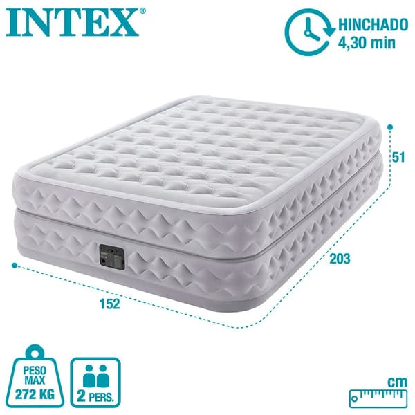 Intex Dubbel Med Fiber-tech Madrass Supreme Air-flow Grå 152 x 203 x 51 cm