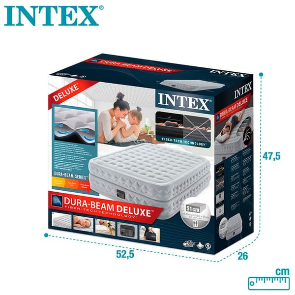 Intex Dubbel Med Fiber-tech Madrass Supreme Air-flow Grå 152 x 203 x 51 cm