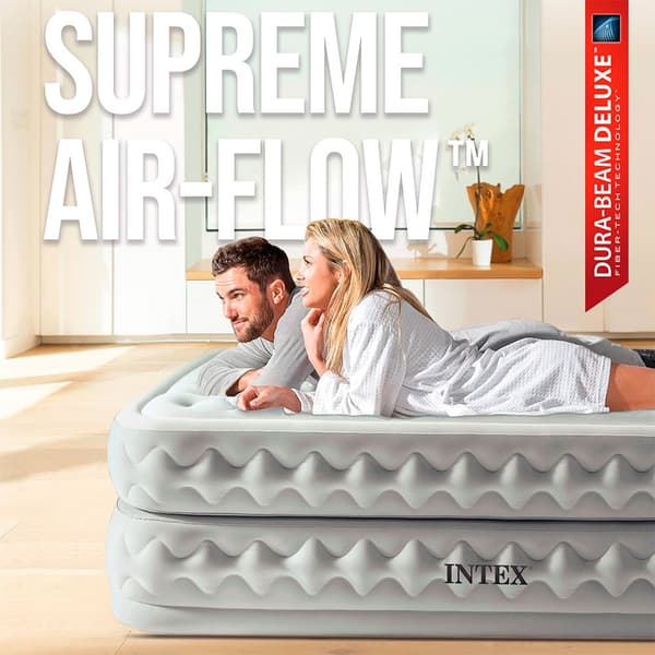 Intex Dubbel Med Fiber-tech Madrass Supreme Air-flow Grå 152 x 203 x 51 cm