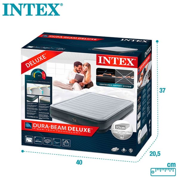 Intex Madras Fiber-tech Comfort Plush Grå 152 x 203 x 33 cm