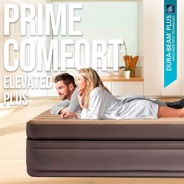 Intex Dobbelt Madras Prime Comfort Elevated Beige 152 x 203 x 51 cm