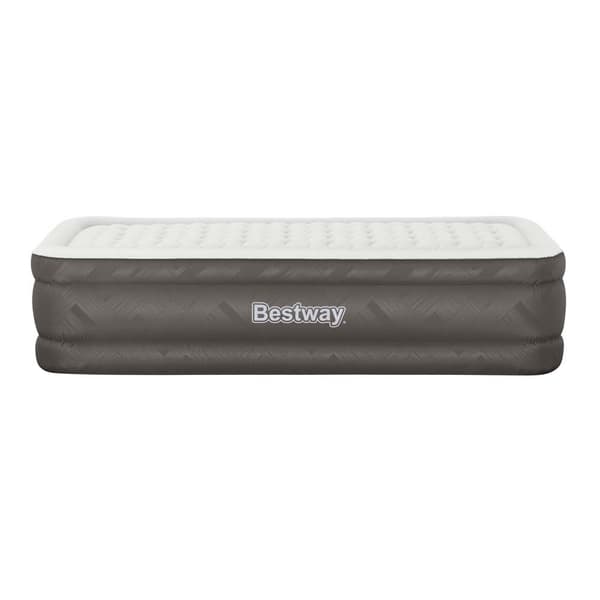 Bestway Forstærket Indbygget Pumpe Enkelt Luftseng Fortech Tough Guard Twin Wave-beam Transparent 191x97x46cm
