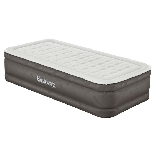 Bestway Forstærket Indbygget Pumpe Enkelt Luftseng Fortech Tough Guard Twin Wave-beam Transparent 191x97x46cm
