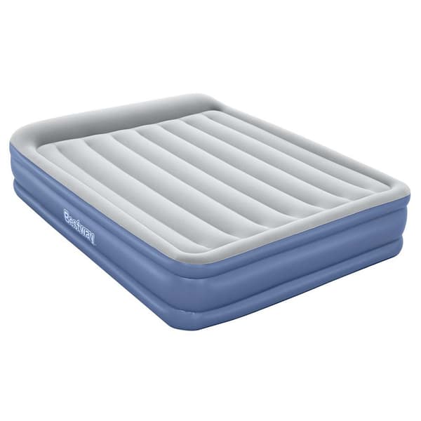 Bestway Forstærket Indbygget Pumpe Dobbelt Luftseng Tritech Queen Hvid 203x152x46cm