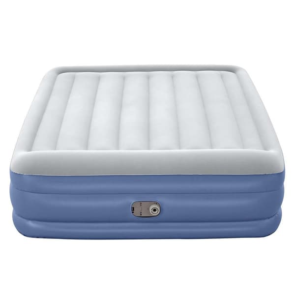 Bestway Forstærket Indbygget Pumpe Dobbelt Luftseng Tritech Queen Hvid 203x152x46cm