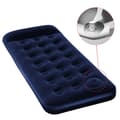 Pikkukuva 1 / 5: Bestway Puhallettava Flocked Airbed Sisäänrakennetulla Jalkapumpulla Sininen 185 x 76 x 28 cm