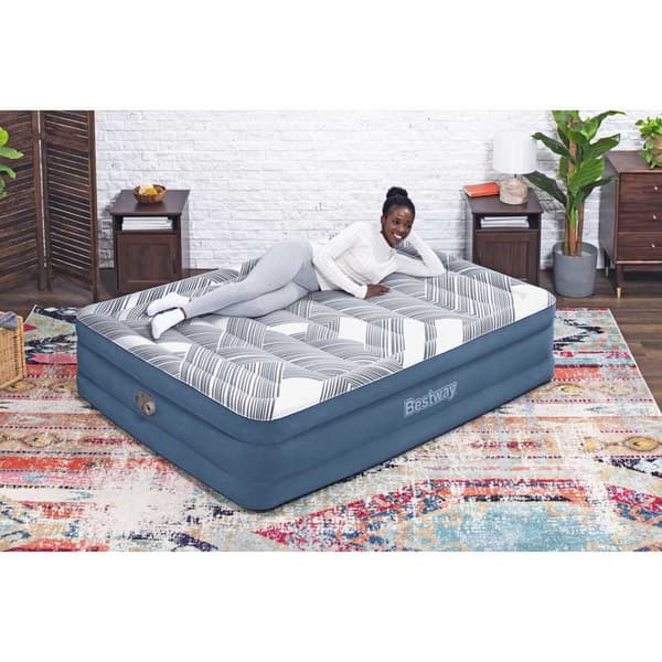 Bestway Förstärkt Inbyggd Pump I-beam Dubbel Luftsäng Tritech Queen Durchsichtig 203x152x46cm