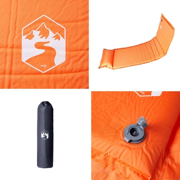 vidaXL Selvoppblåsende campingmadrass med pute for 1 person oransje
