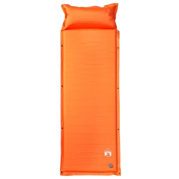 vidaXL Selvoppblåsende campingmadrass med pute for 1 person oransje