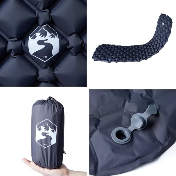 vidaXL Oppblåsende campingmadrass for 1 person grå 190x58x6 cm