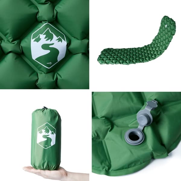 vidaXL Oppblåsende campingmadrass for 1 person grønn 190x58x6 cm