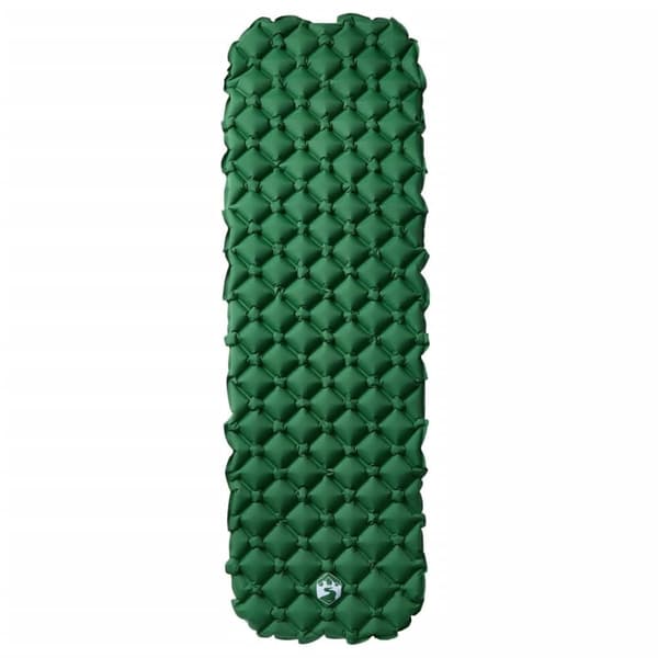 vidaXL Oppblåsende campingmadrass for 1 person grønn 190x58x6 cm