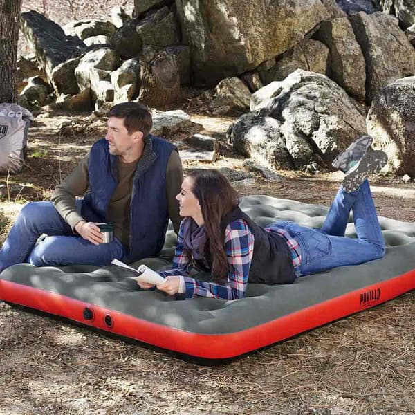 Bestway 67703 Double Roll & Relax 203x183x22 Cm Dubbel Luftmadrass Med Inbyggd Pump  203x183x22 cm
