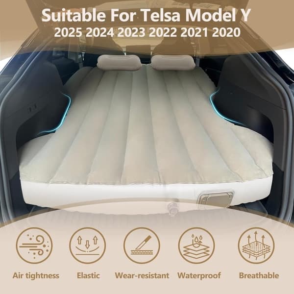 Campingmadrass för Tesla Model Y (2021–2025) Självuppblåsande Trådlös Pump lampa