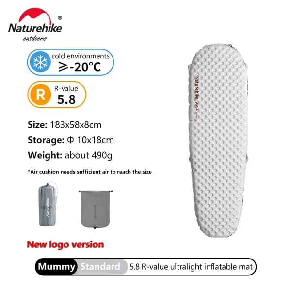 Naturehike Uppblåsbar Matta, R-Värde 5.8, Ultralätt 630g,Ny Mamma - L