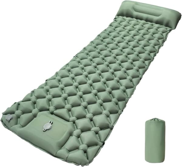 Lollanda 190x60 cm ultralet oppustelig luftmadras til camping/kan tilsluttes luftmadras, 40D nylon - vandtæt med indbygget pumpe