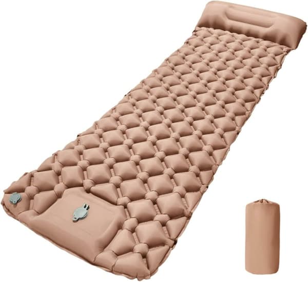 Lollanda 190x60 cm Ultralätt uppblåsbar luftmadrass för camping/kan kopplas samman luftmadrass, 40D nylon - Vattentät med byggd pump