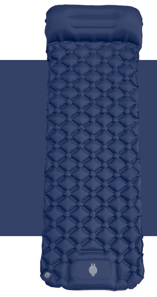 Lollanda 190x60 cm Ultralätt uppblåsbar luftmadrass för camping/kan kopplas samman luftmadrass, 40D nylon - Vattentät med byggd pump