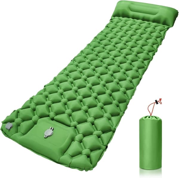 Lollanda 190x60 cm Ultralätt uppblåsbar luftmadrass för camping/kan kopplas samman luftmadrass, 40D nylon - Vattentät med byggd pump