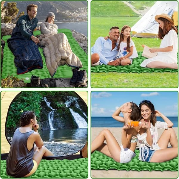 Lollanda 190x60 cm Ultralätt uppblåsbar luftmadrass för camping/kan kopplas samman luftmadrass, 40D nylon - Vattentät med byggd pump