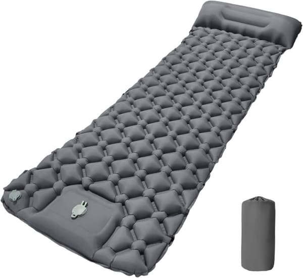 Lollanda 190x60 cm Ultralätt uppblåsbar luftmadrass för camping/kan kopplas samman luftmadrass, 40D nylon - Vattentät med byggd pump