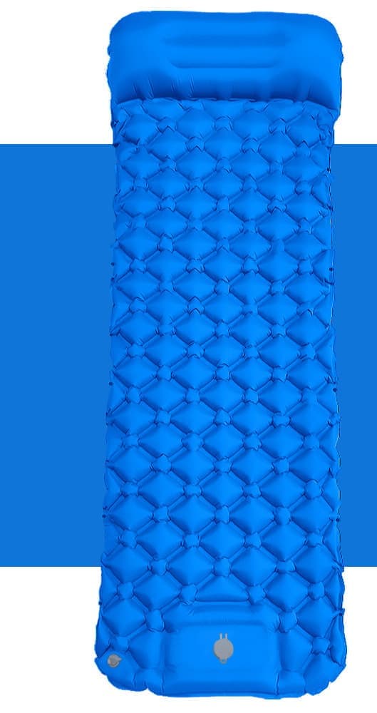 Lollanda 190x60 cm Ultralätt uppblåsbar luftmadrass för camping/kan kopplas samman luftmadrass, 40D nylon - Vattentät med byggd pump