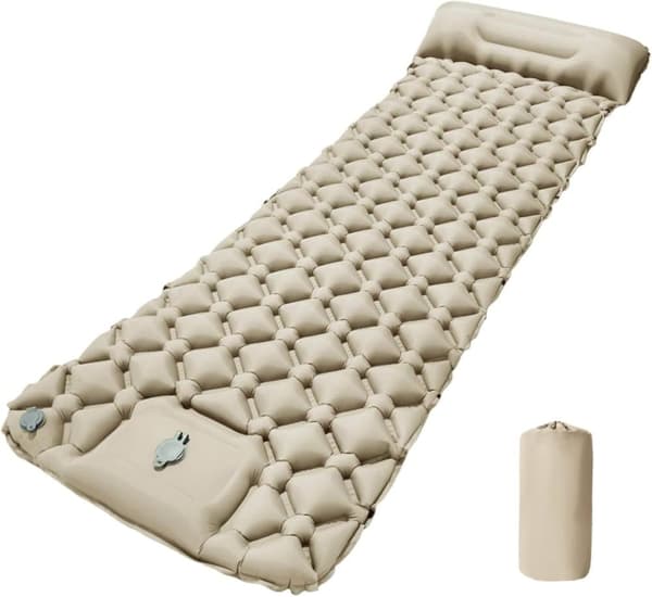 Lollanda 190x60 cm Ultralätt uppblåsbar luftmadrass för camping/kan kopplas samman luftmadrass, 40D nylon - Vattentät med byggd pump