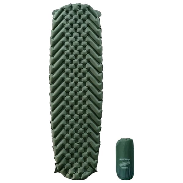 Oppustelig Campingmadras, Holdbart TPU Nylon, Behagelig Selvoppustelig,Grøn