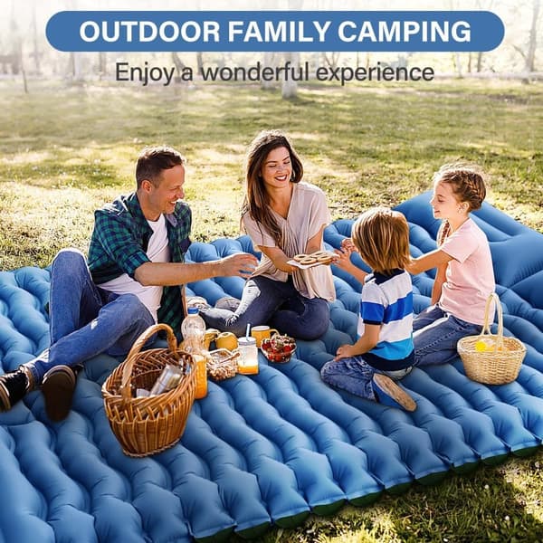 OBOSOE Självuppblåsande Camping Sovmatta, Förtjockad Sovmatta med Fotpump, Ultralätt Uppblåsbar Madrass (Dubbel)