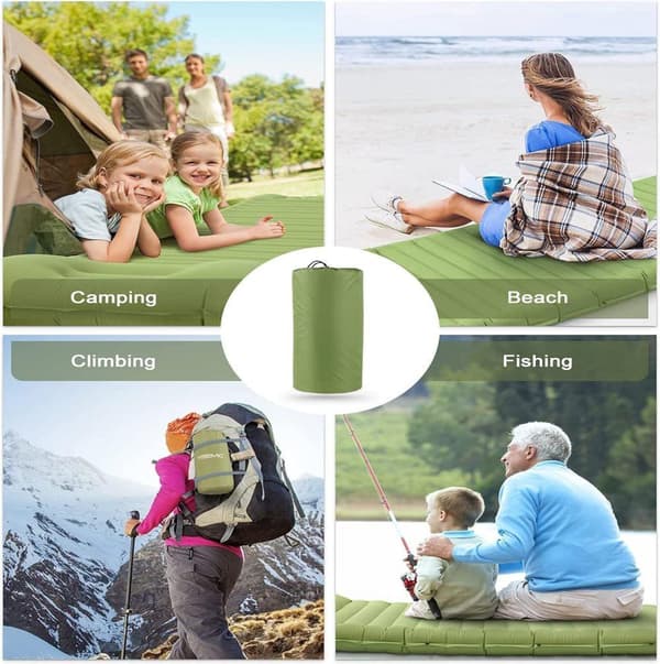 OBOSOE Camping itsetäyttyvä makuualusta, retkeilymatto jalkapumpulla, kannettava vettä hylkivä retkeilyilmamatto